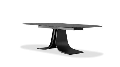PONZA Black Modern Melt Glass Oval Dining Table