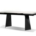 PRISM Carrara White Ceramic Top Double Extension Dining Table
