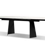 PRISM Carrara White Ceramic Top Double Extension Dining Table