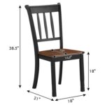 Solid Wood Black Mission Armless Dining Chairs with Brown Seat (Set of 2)
