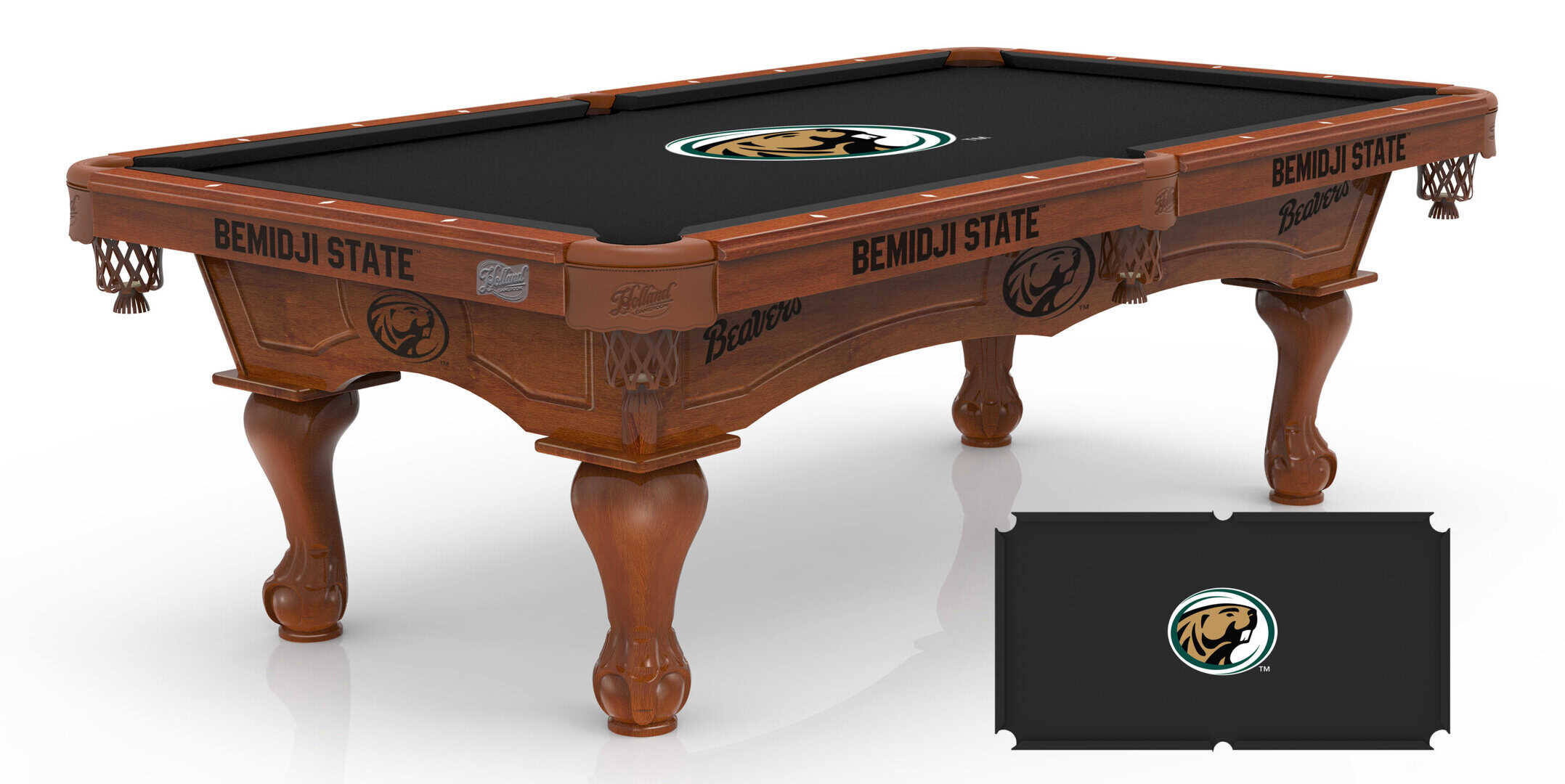 Bemidji State University Pool Table with Chardonnay Finish and Claw Leg 11 Bemidji State University Pool Table with Chardonnay Finish and Claw Leg