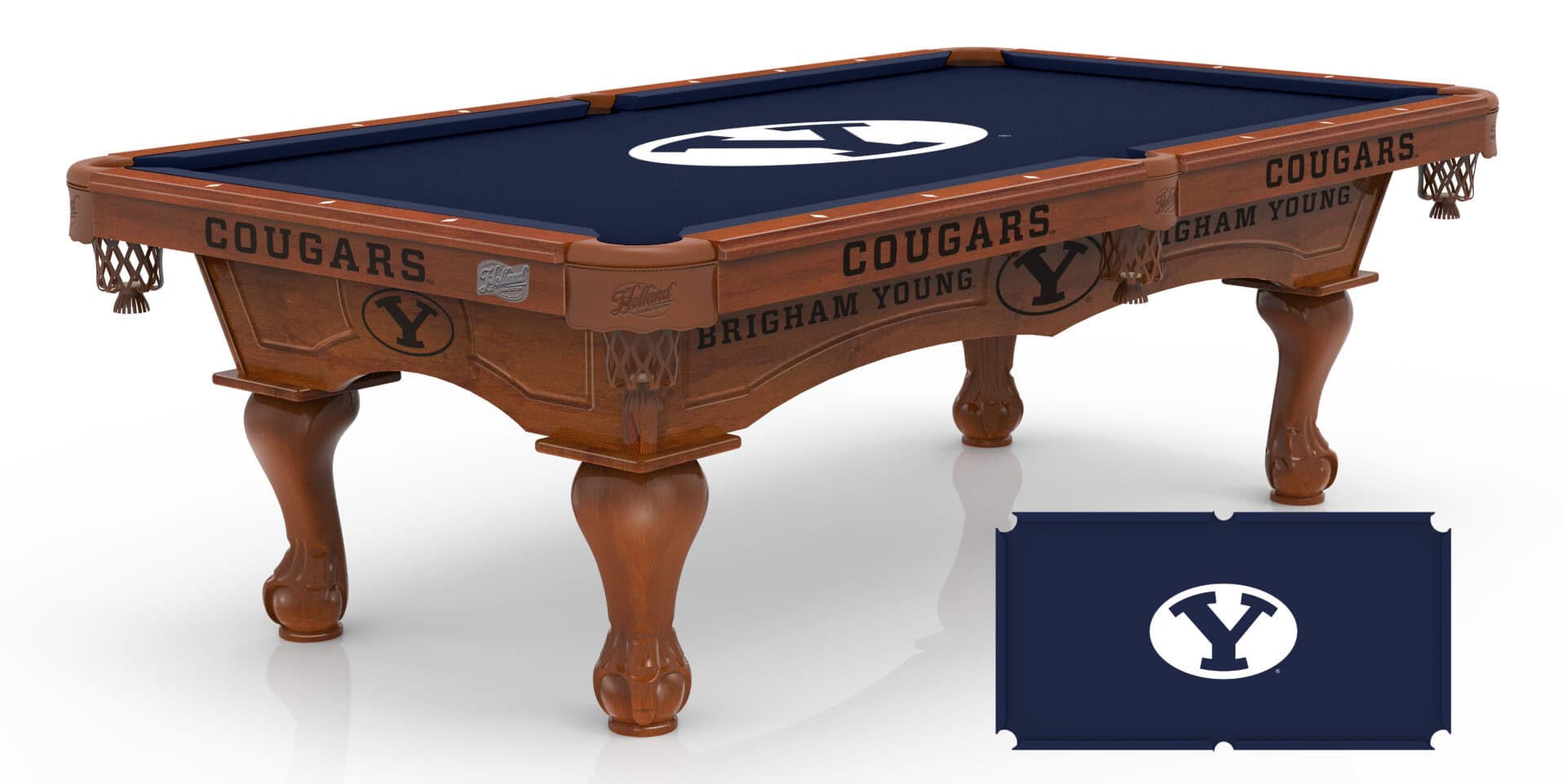 Brigham Young University Pool Table with Chardonnay Finish and Claw Leg 1 Brigham Young University Pool Table with Chardonnay Finish and Claw Leg