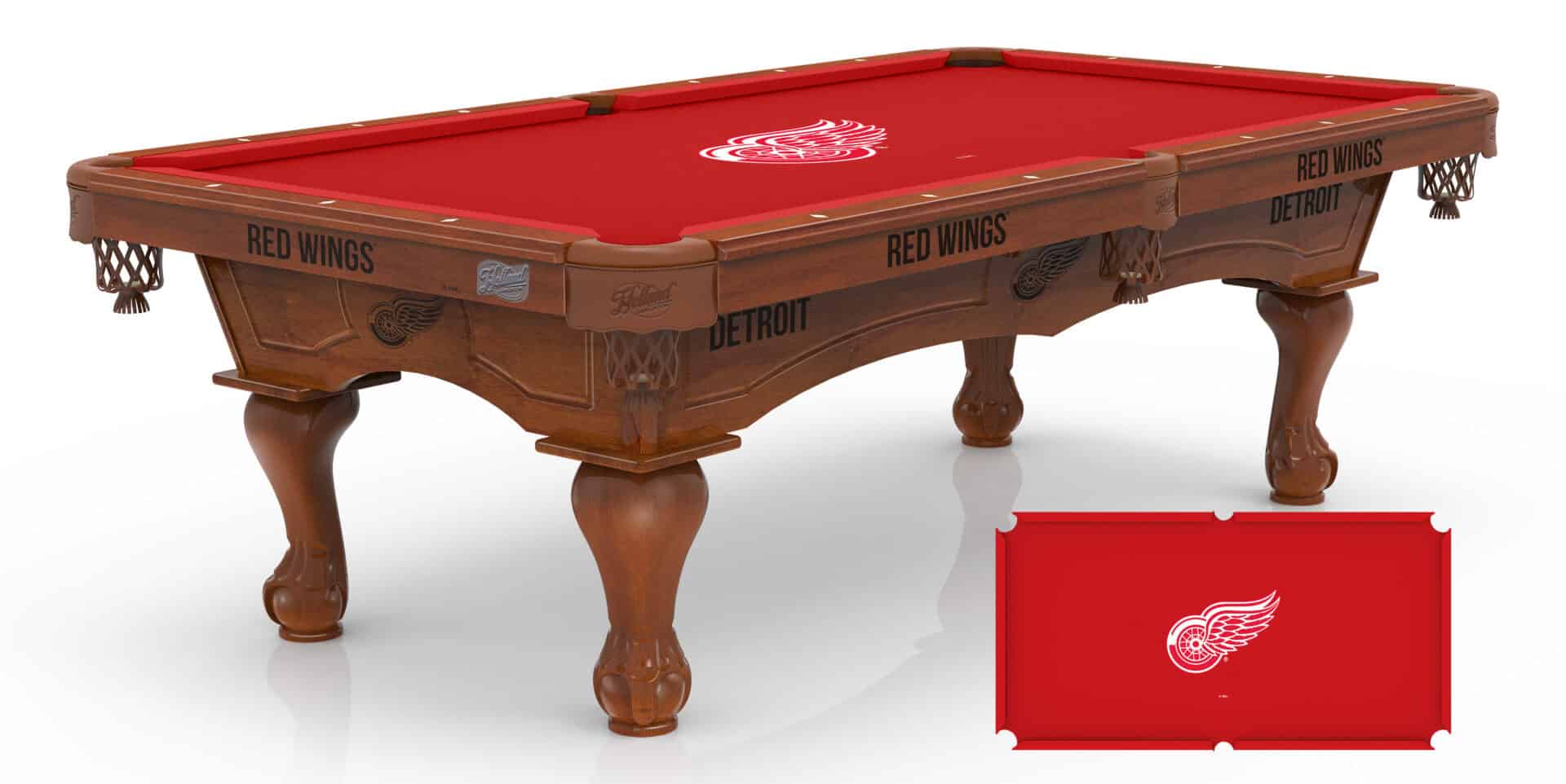 Detroit Red Wings Pool Table with Chardonnay Finish and Claw Leg 1 Detroit Red Wings Pool Table with Chardonnay Finish and Claw Leg