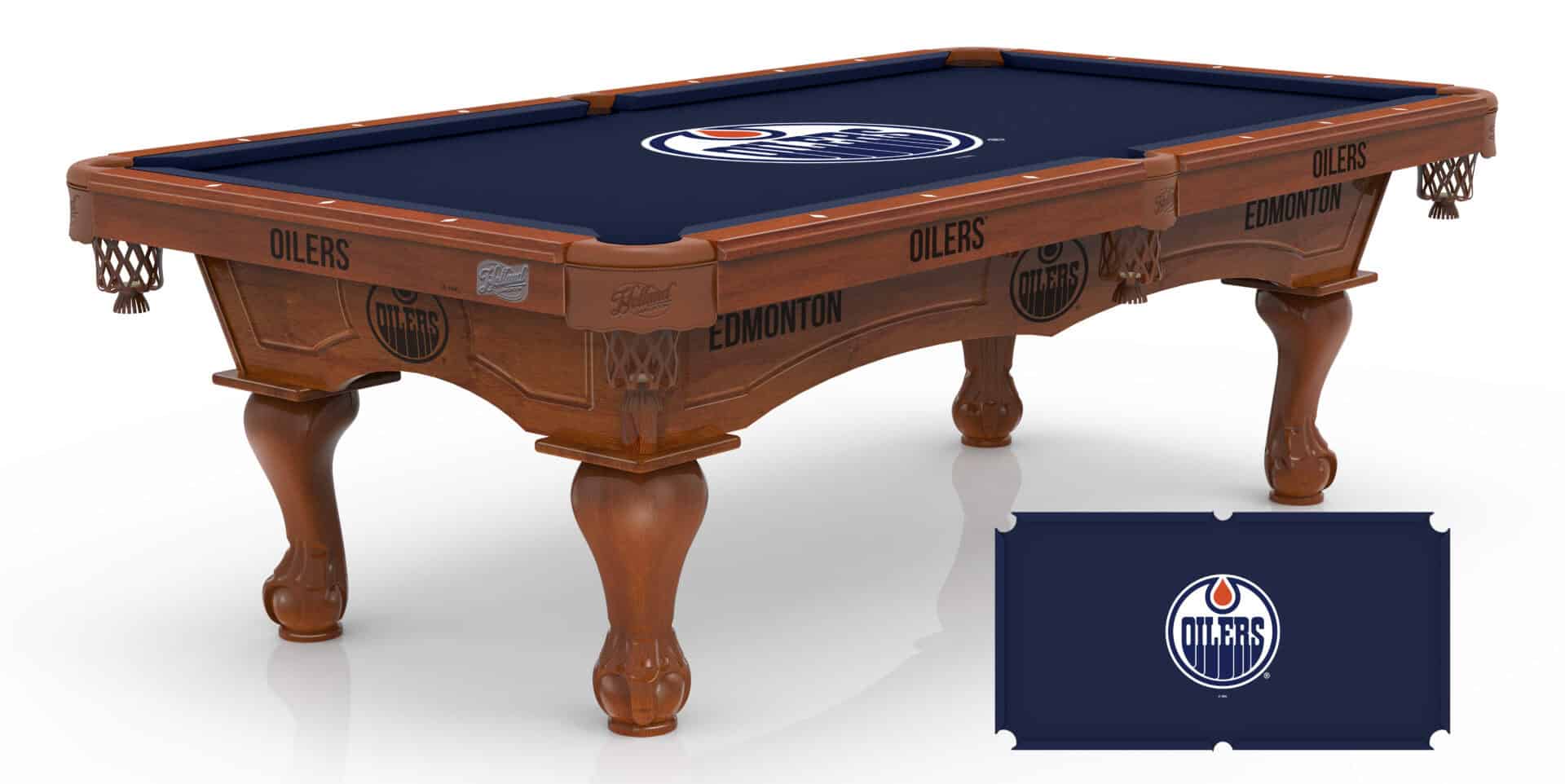 Edmonton Oilers Pool Table with Chardonnay Finish and Claw Leg 1 Edmonton Oilers Pool Table with Chardonnay Finish and Claw Leg