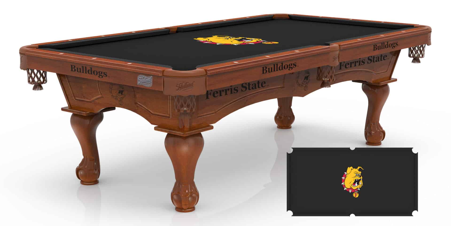 Ferris State University Pool Table with Chardonnay Finish and Claw Leg 1 Ferris State University Pool Table with Chardonnay Finish and Claw Leg
