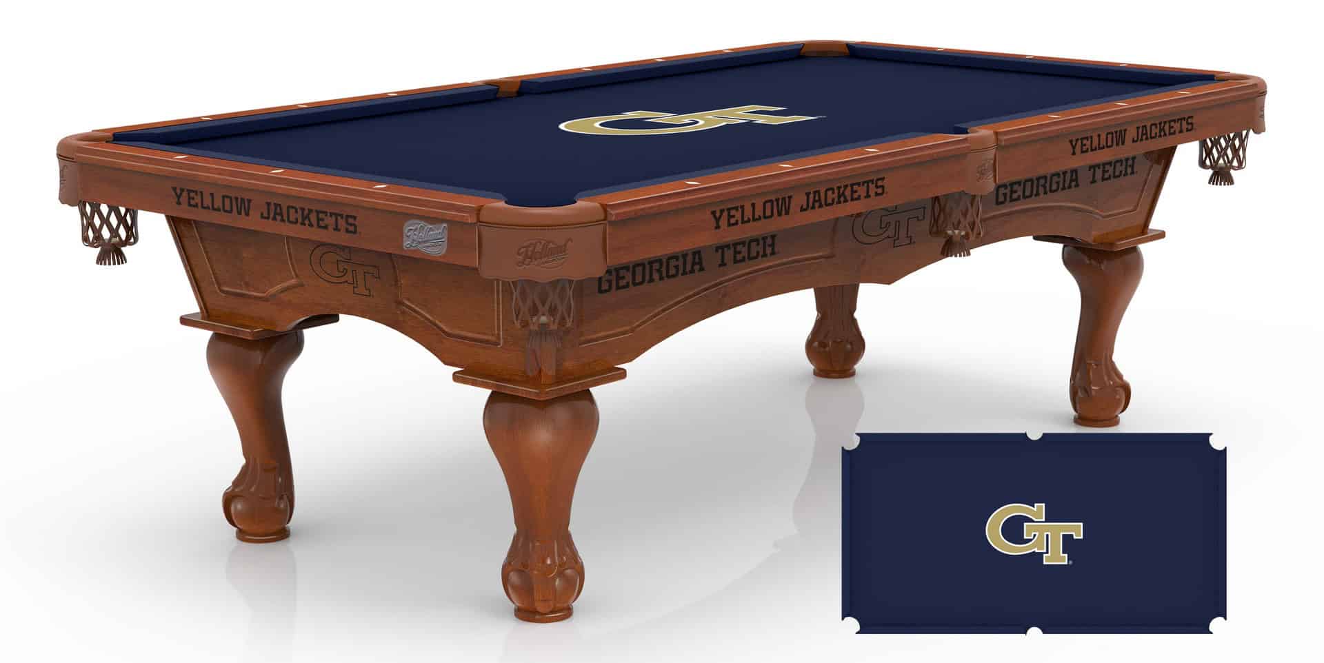 Georgia Tech Pool Table with Chardonnay Finish and Claw Leg 1 Georgia Tech Pool Table with Chardonnay Finish and Claw Leg