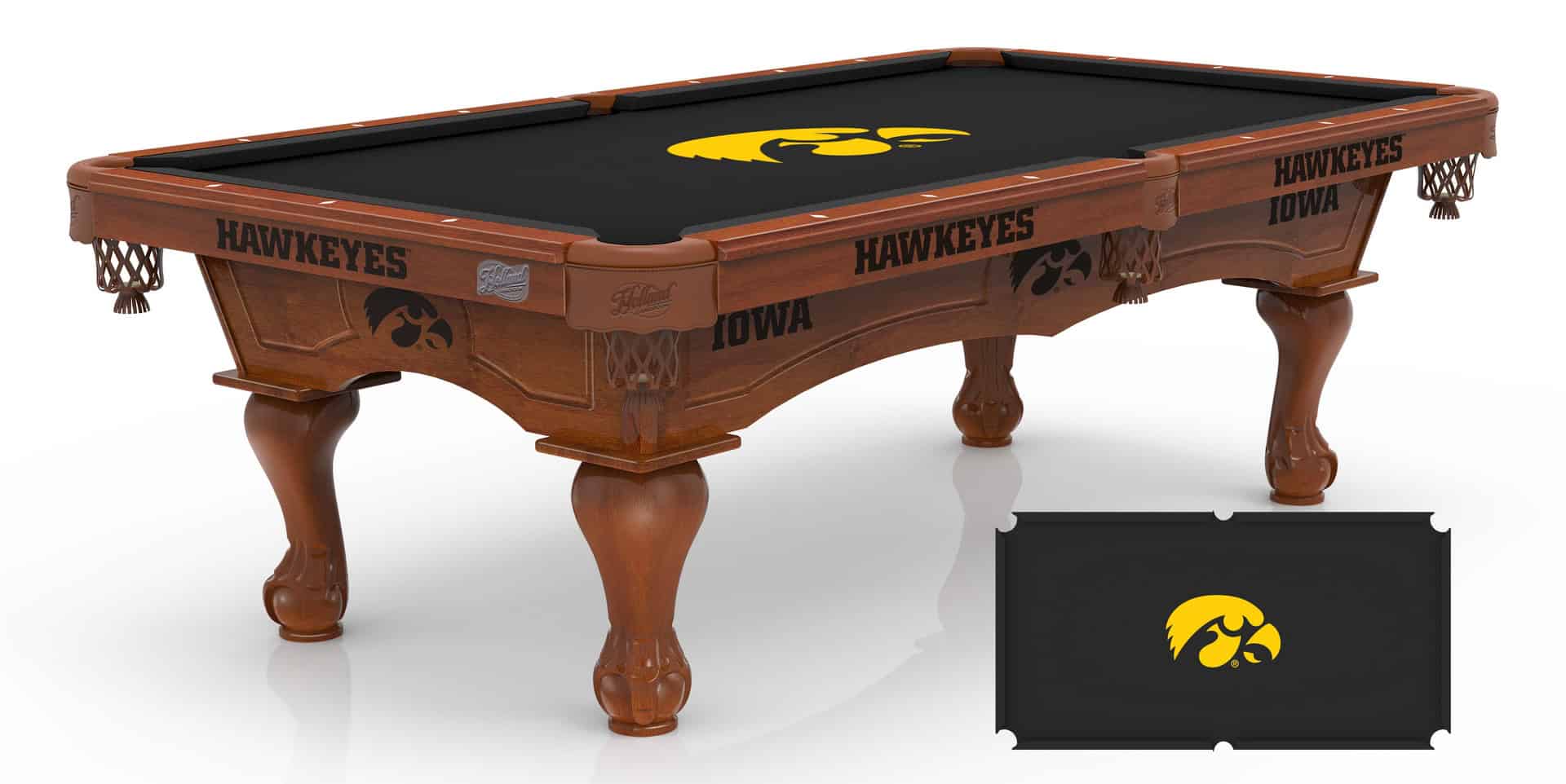 University of Iowa Pool Table with Chardonnay Finish and Claw Leg 1 University of Iowa Pool Table with Chardonnay Finish and Claw Leg