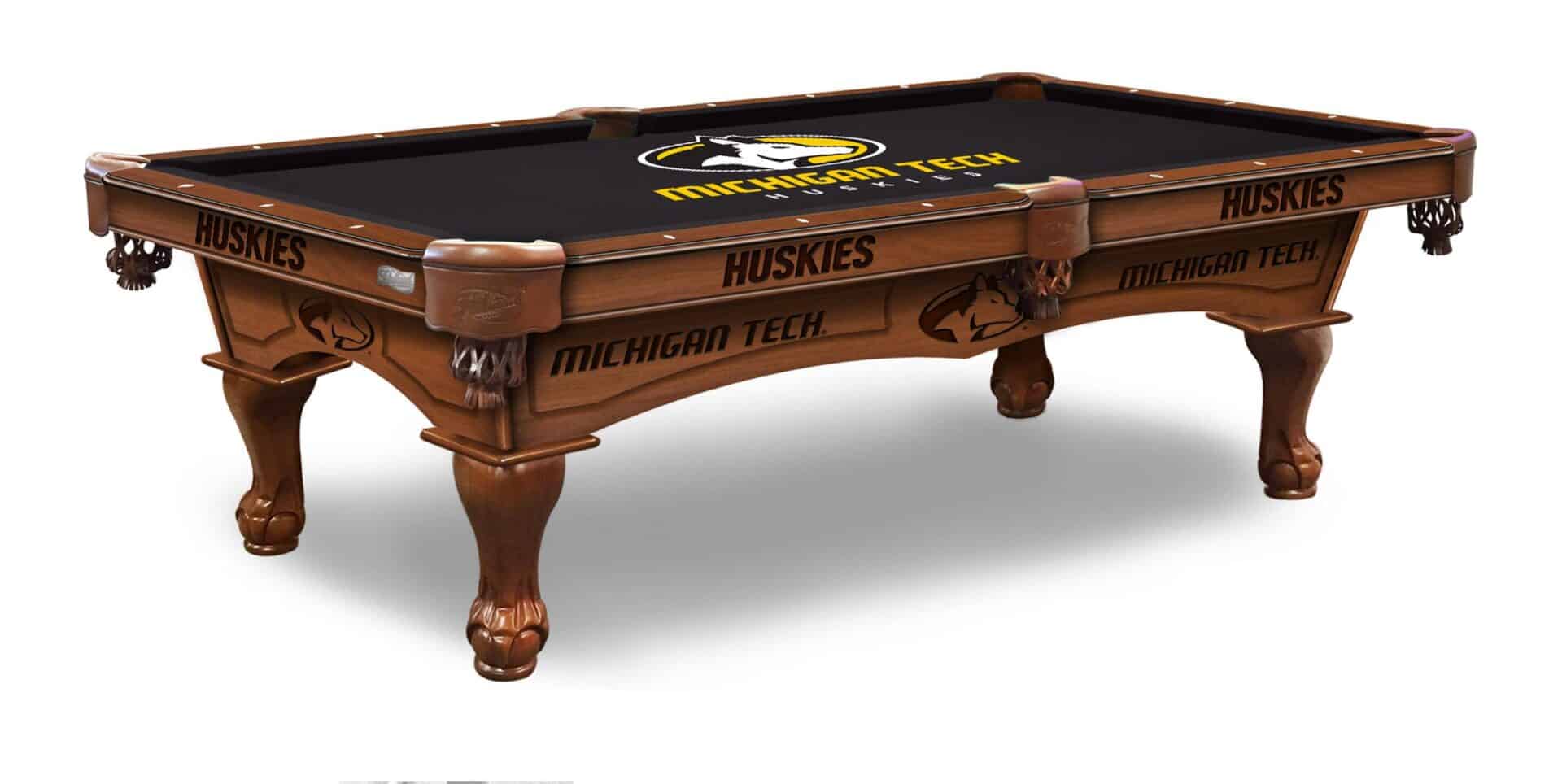 Michigan Tech University Pool Table with Chardonnay Finish and Claw Leg 1 Michigan Tech University Pool Table with Chardonnay Finish and Claw Leg