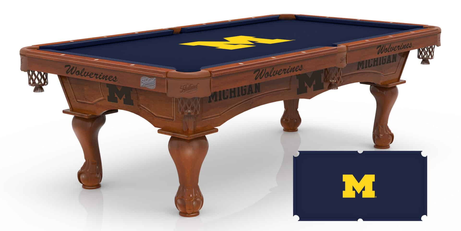 University of Michigan Pool Table with Chardonnay Finish and Claw Leg 1 University of Michigan Pool Table with Chardonnay Finish and Claw Leg