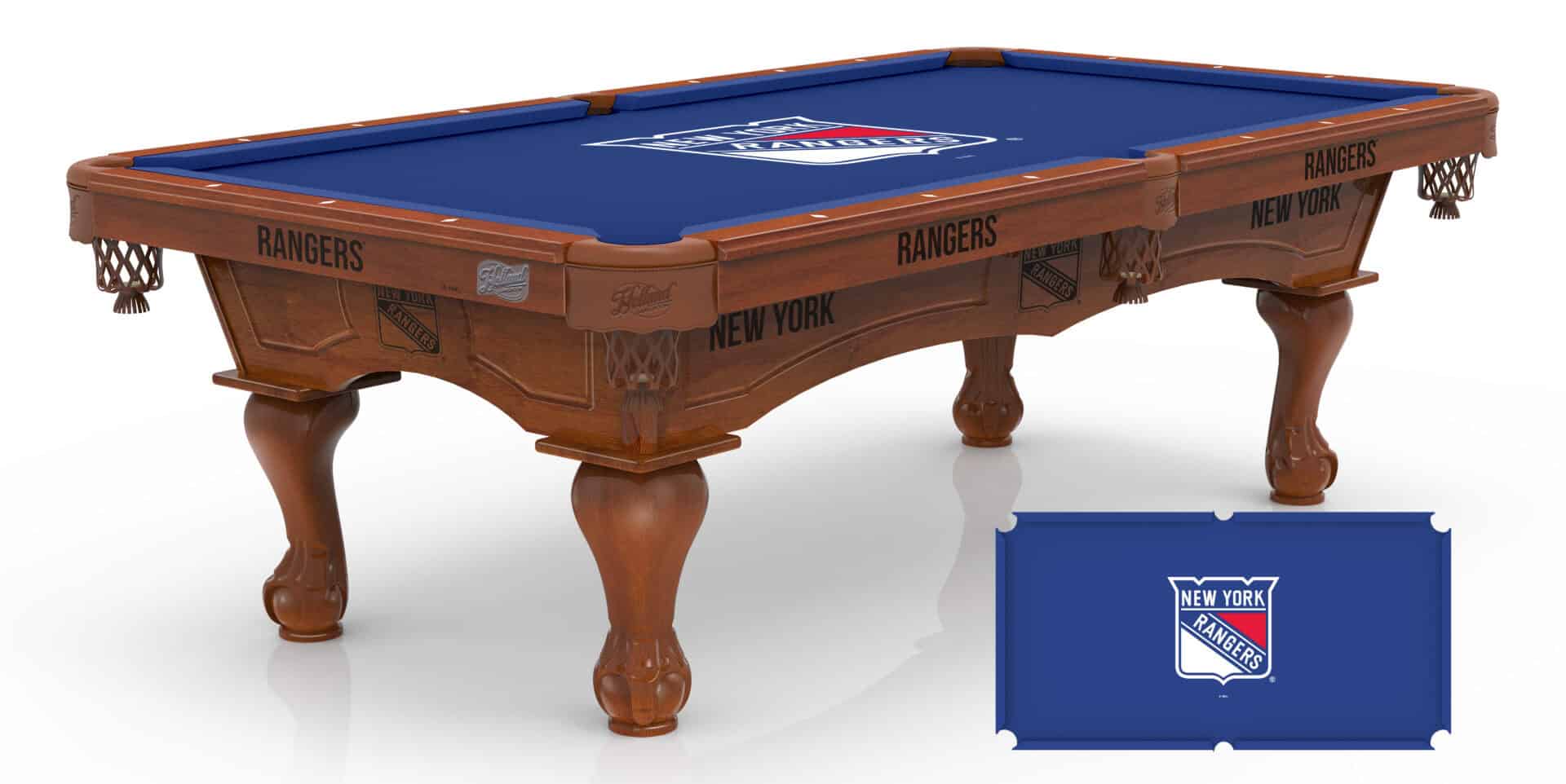 New York Rangers Pool Table with Chardonnay Finish and Claw Leg 1 New York Rangers Pool Table with Chardonnay Finish and Claw Leg