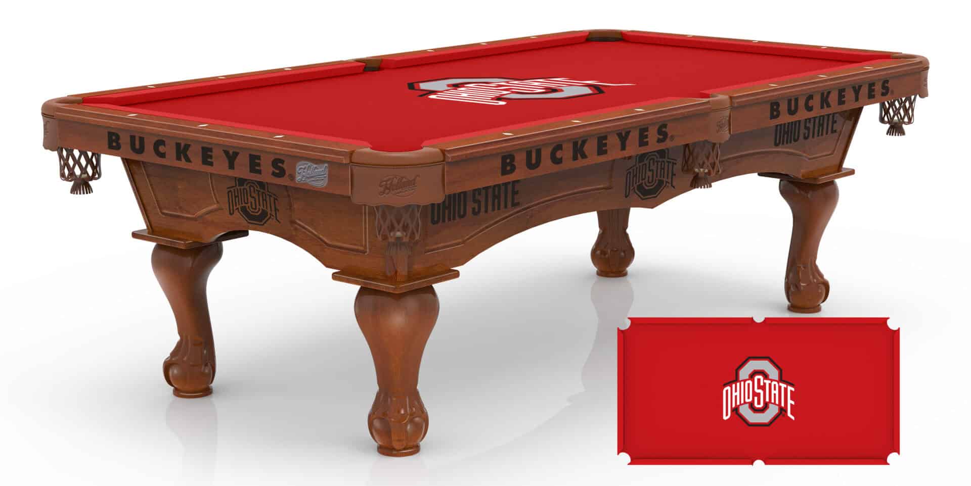 Ohio State University Pool Table with Chardonnay Finish and Claw Leg 1 Ohio State University Pool Table with Chardonnay Finish and Claw Leg