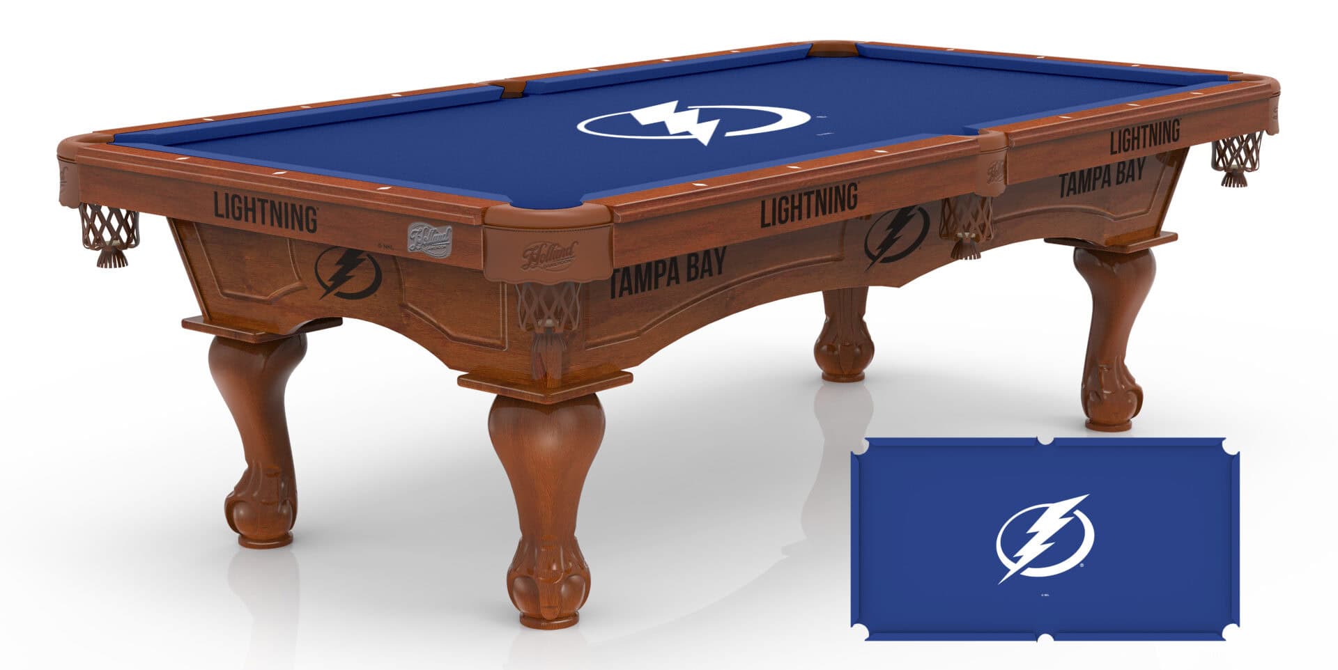 Tampa Bay Lightning Pool Table with Chardonnay Finish and Claw Leg 1 Tampa Bay Lightning Pool Table with Chardonnay Finish and Claw Leg