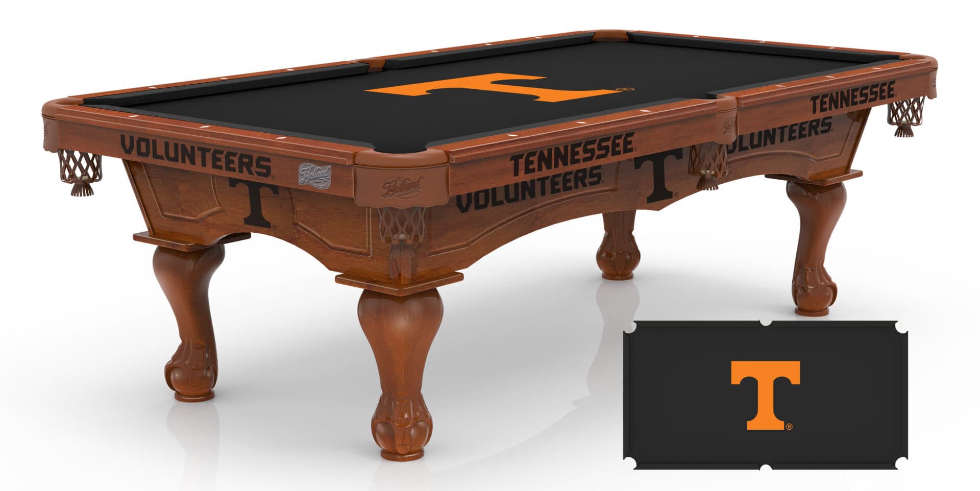 University of Tennessee Pool Table with Chardonnay Finish and Claw Leg 1 University of Tennessee Pool Table with Chardonnay Finish and Claw Leg
