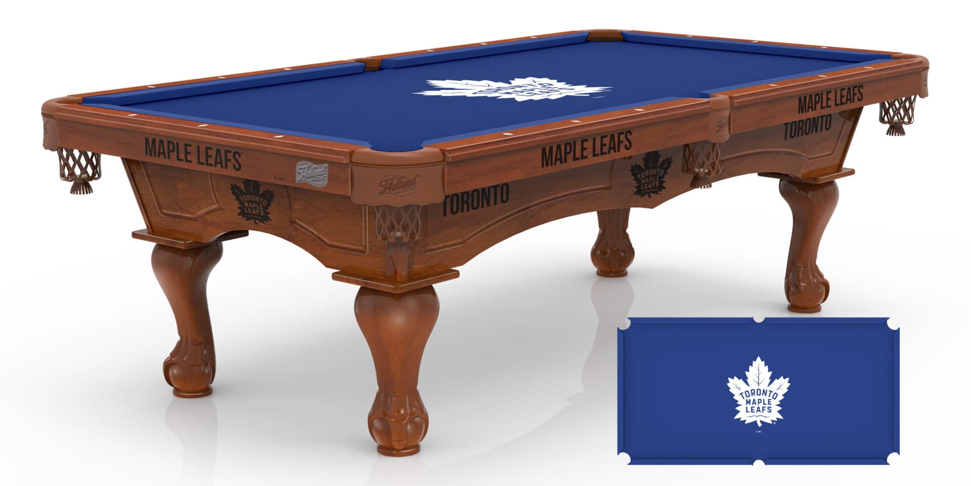Toronto Maple Leafs Pool Table with Chardonnay Finish and Claw Leg 1 Toronto Maple Leafs Pool Table with Chardonnay Finish and Claw Leg