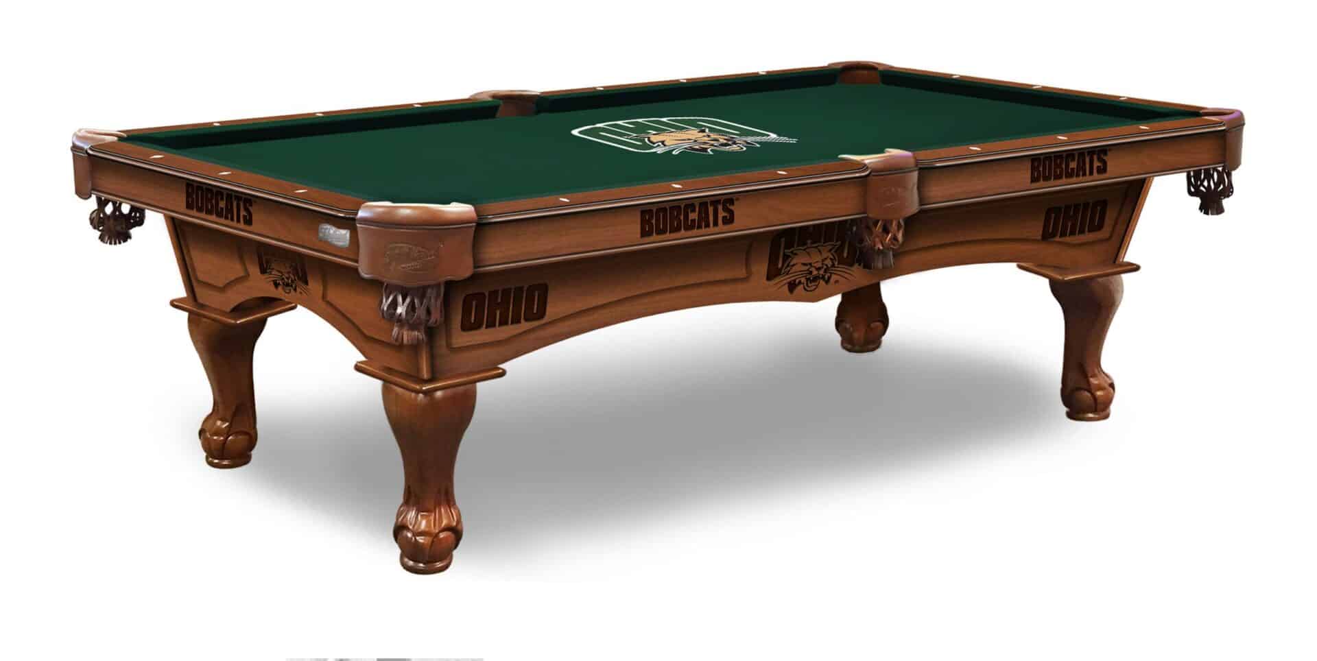 Ohio University Pool Table with Chardonnay Finish and Claw Leg 1 Ohio University Pool Table with Chardonnay Finish and Claw Leg