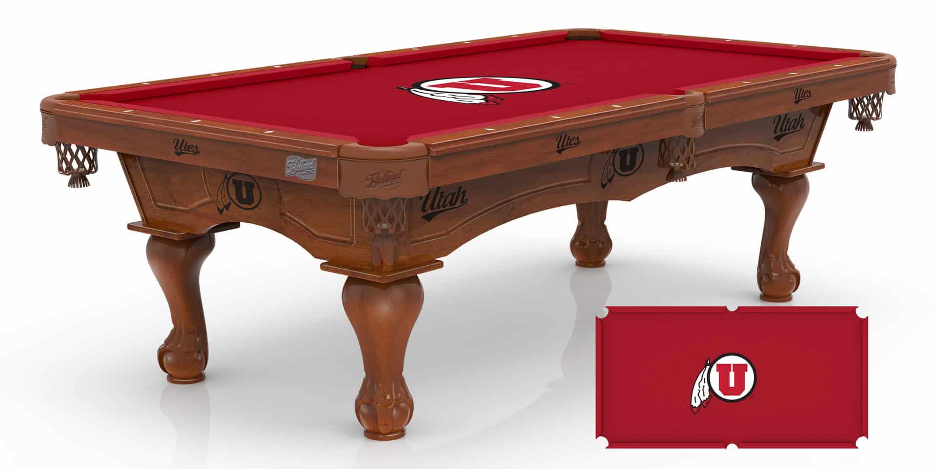 University of Utah Pool Table with Chardonnay Finish and Claw Leg 1 University of Utah Pool Table with Chardonnay Finish and Claw Leg