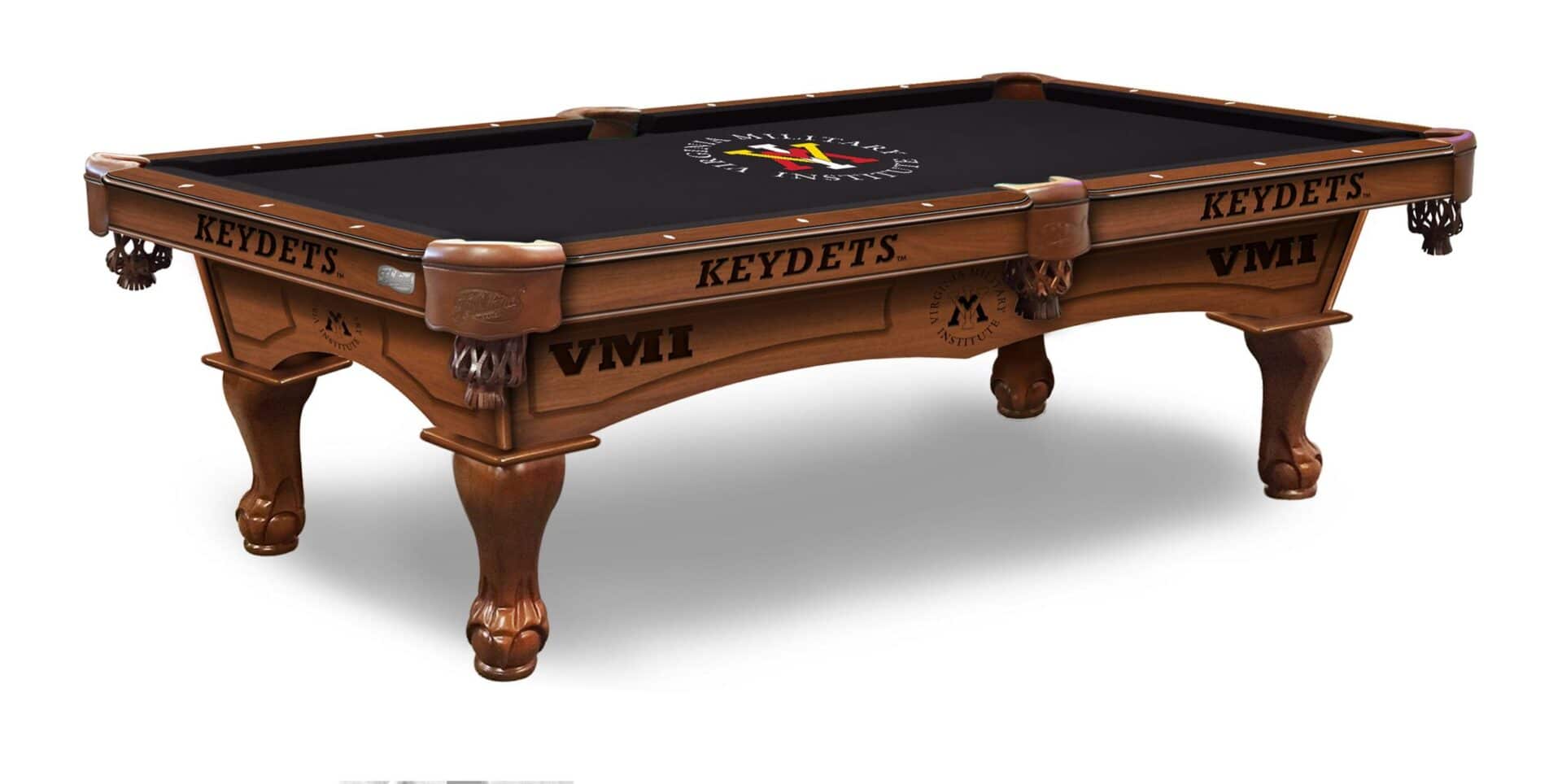 Virginia Military Institute Pool Table with Chardonnay Finish and Claw Leg 1 Virginia Military Institute Pool Table with Chardonnay Finish and Claw Leg