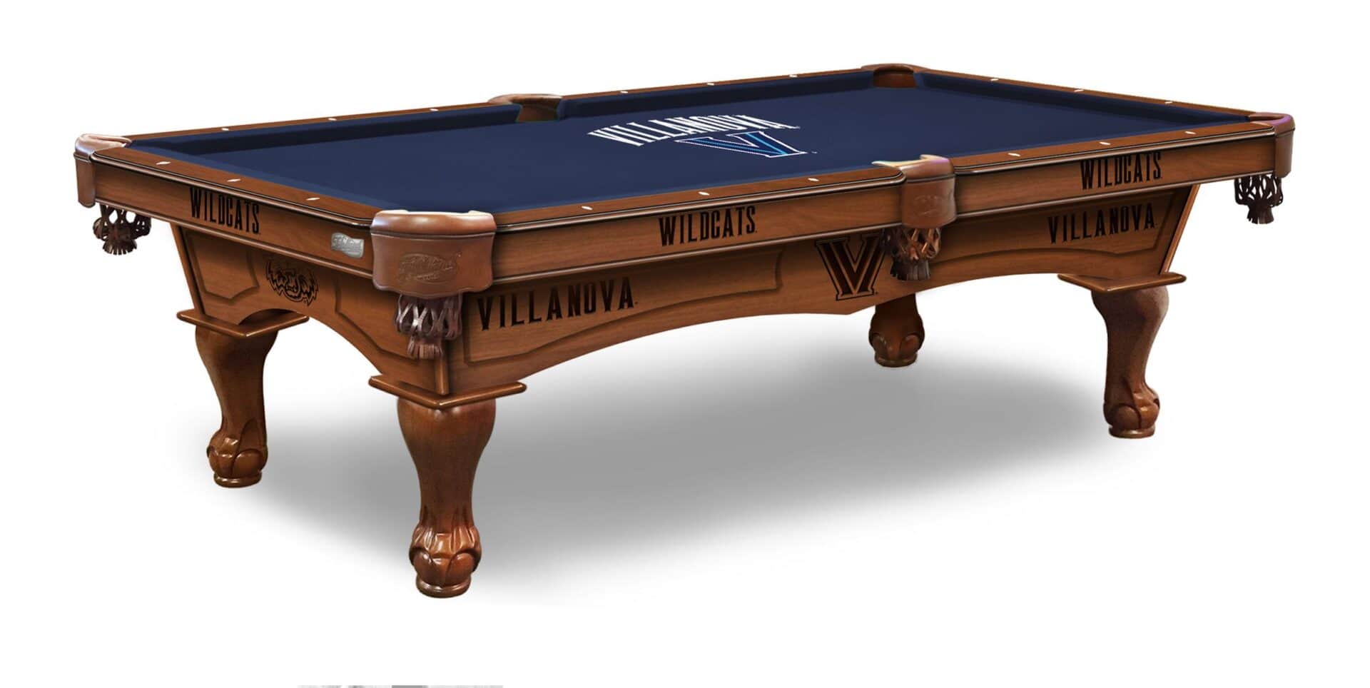 Villanova University Pool Table with Chardonnay Finish and Claw Leg 1 Villanova University Pool Table with Chardonnay Finish and Claw Leg