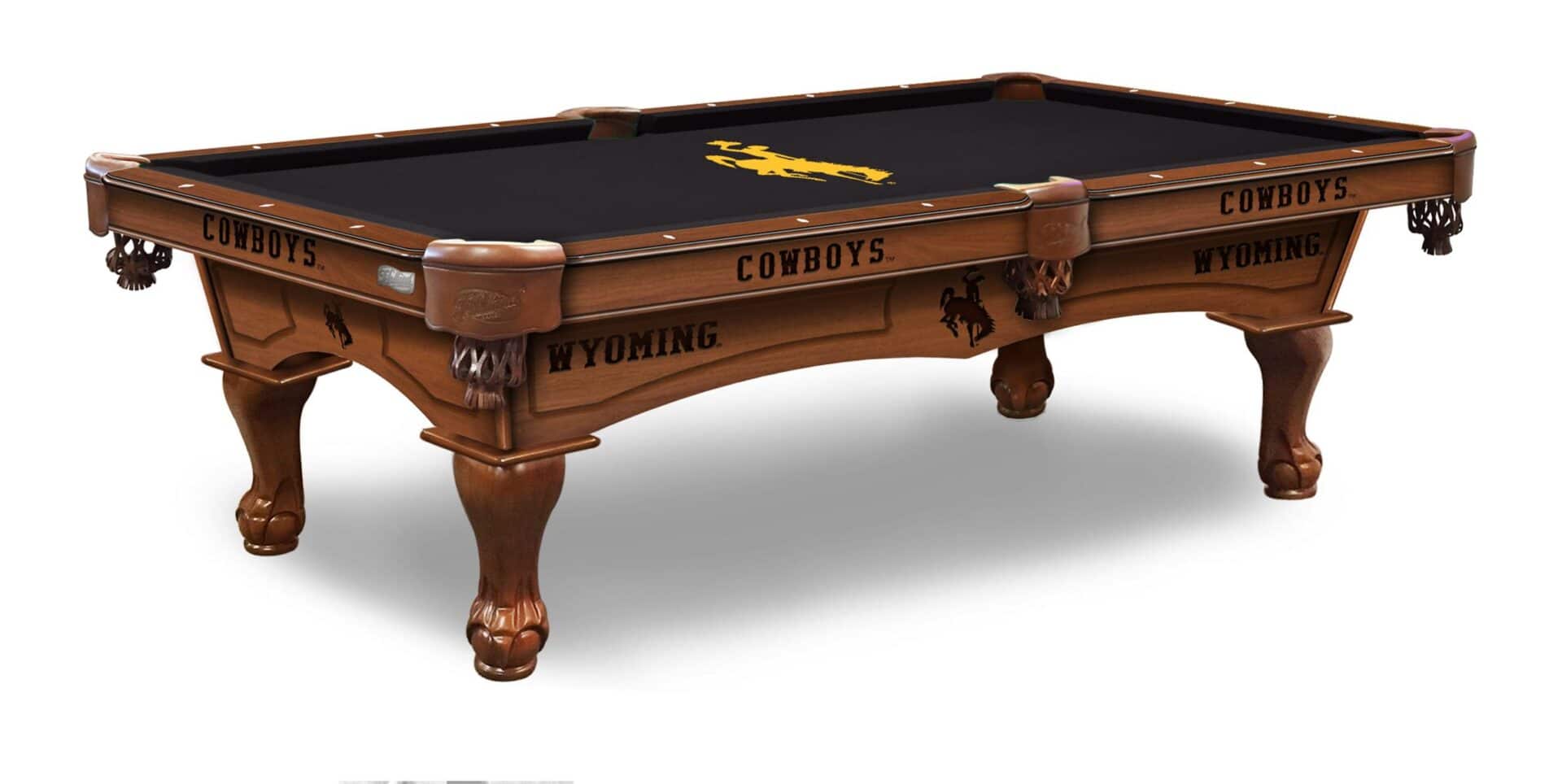 University of Wyoming Pool Table with Chardonnay Finish and Claw Leg 1 University of Wyoming Pool Table with Chardonnay Finish and Claw Leg