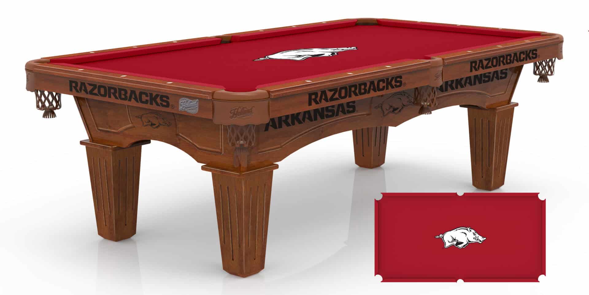 University of Arkansas Pool Table with Chardonnay Finish and Tapered Leg 1 University of Arkansas Pool Table with Chardonnay Finish and Tapered Leg