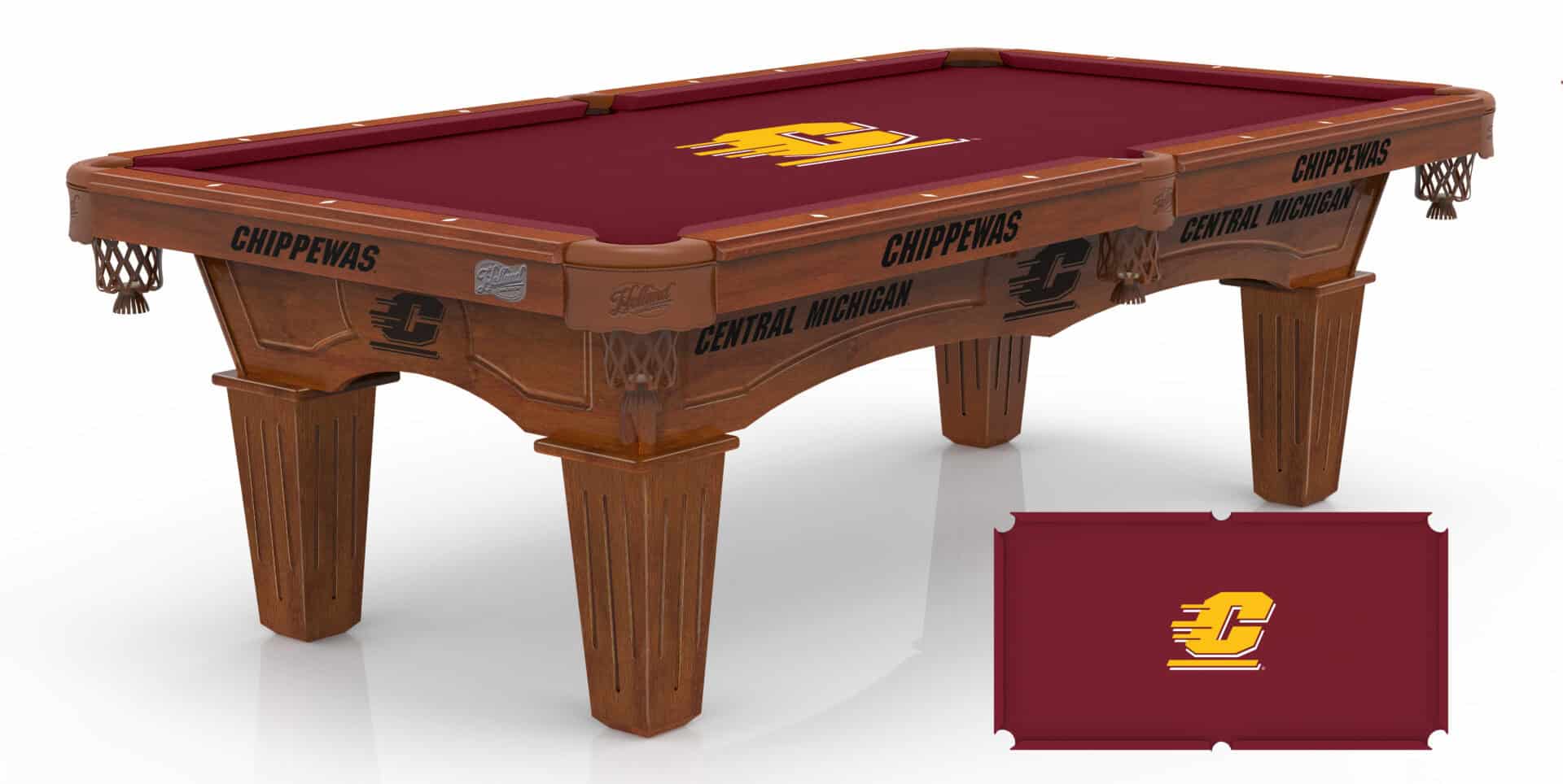 Central Michigan University Pool Table with Chardonnay Finish and Tapered Leg 1 Central Michigan University Pool Table with Chardonnay Finish and Tapered Leg