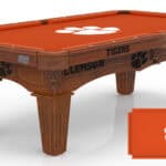 Clemson University Pool Table with Chardonnay Finish and Tapered Leg