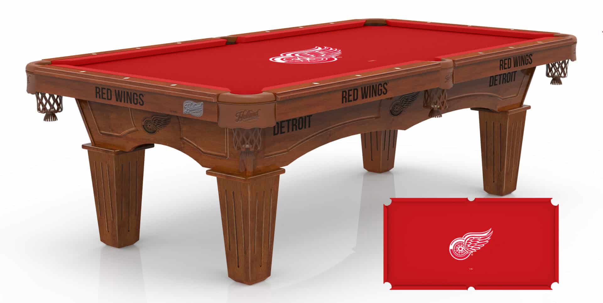 Detroit Red Wings Pool Table with Chardonnay Finish and Tapered Leg 1 Detroit Red Wings Pool Table with Chardonnay Finish and Tapered Leg