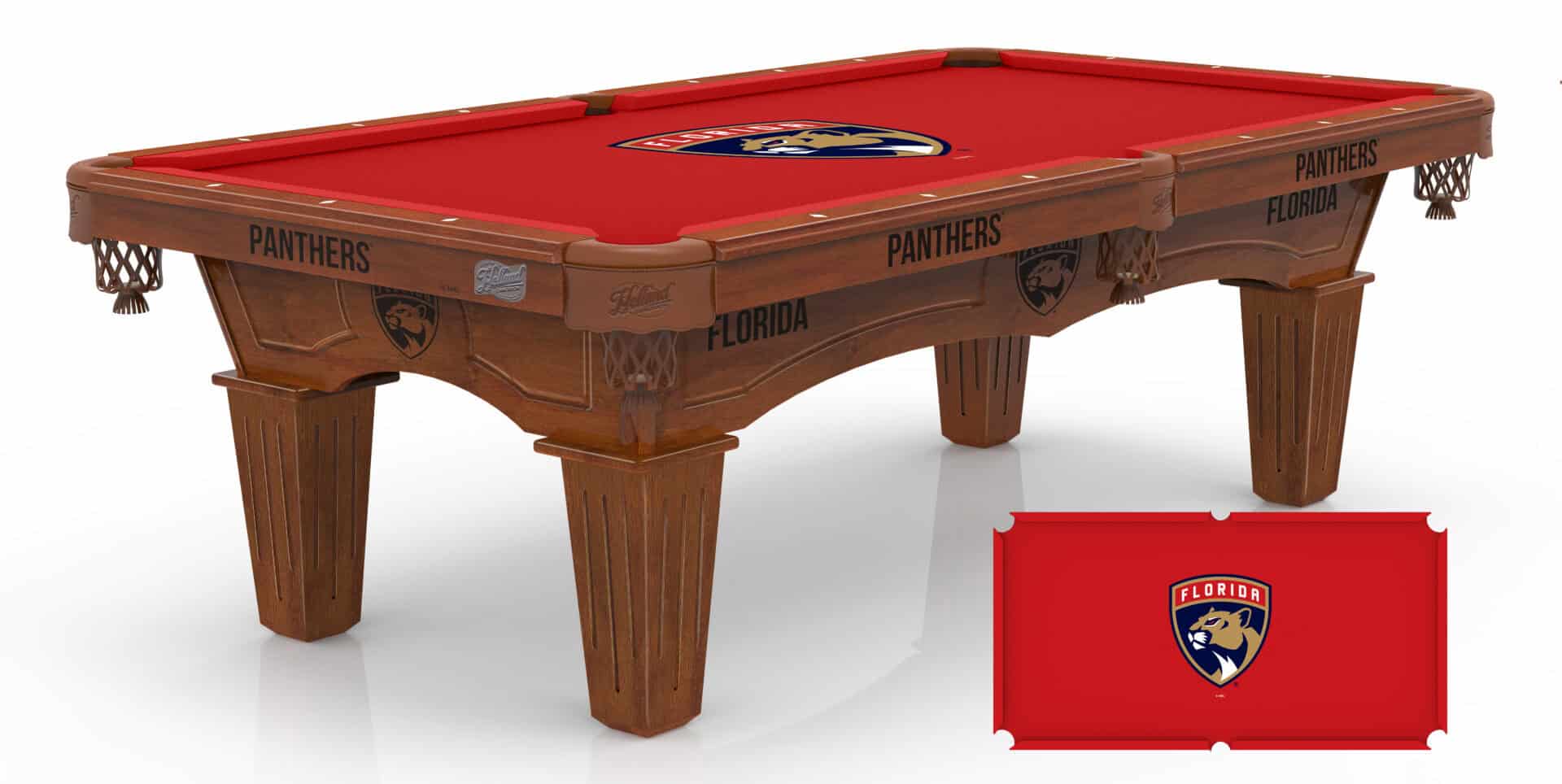 Florida Panthers Pool Table with Chardonnay Finish and Tapered Leg 1 Florida Panthers Pool Table with Chardonnay Finish and Tapered Leg
