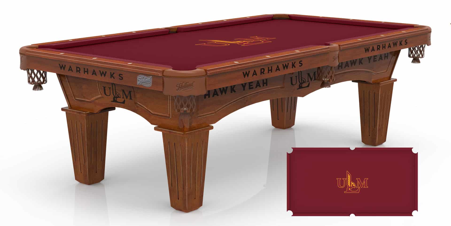 University of Louisiana at Monroe Pool Table with Chardonnay Finish and Tapered Leg 1 University of Louisiana at Monroe Pool Table with Chardonnay Finish and Tapered Leg