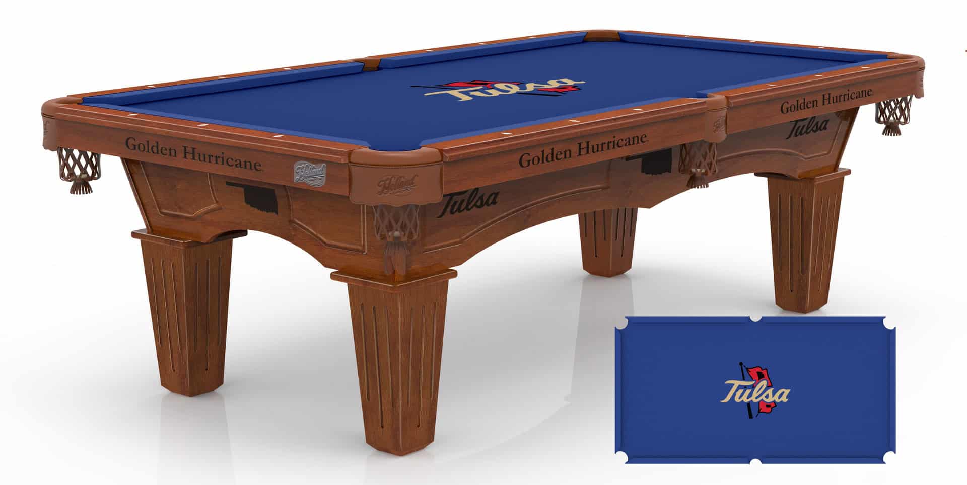 University of Tulsa Pool Table with Chardonnay Finish and Tapered Leg 1 University of Tulsa Pool Table with Chardonnay Finish and Tapered Leg