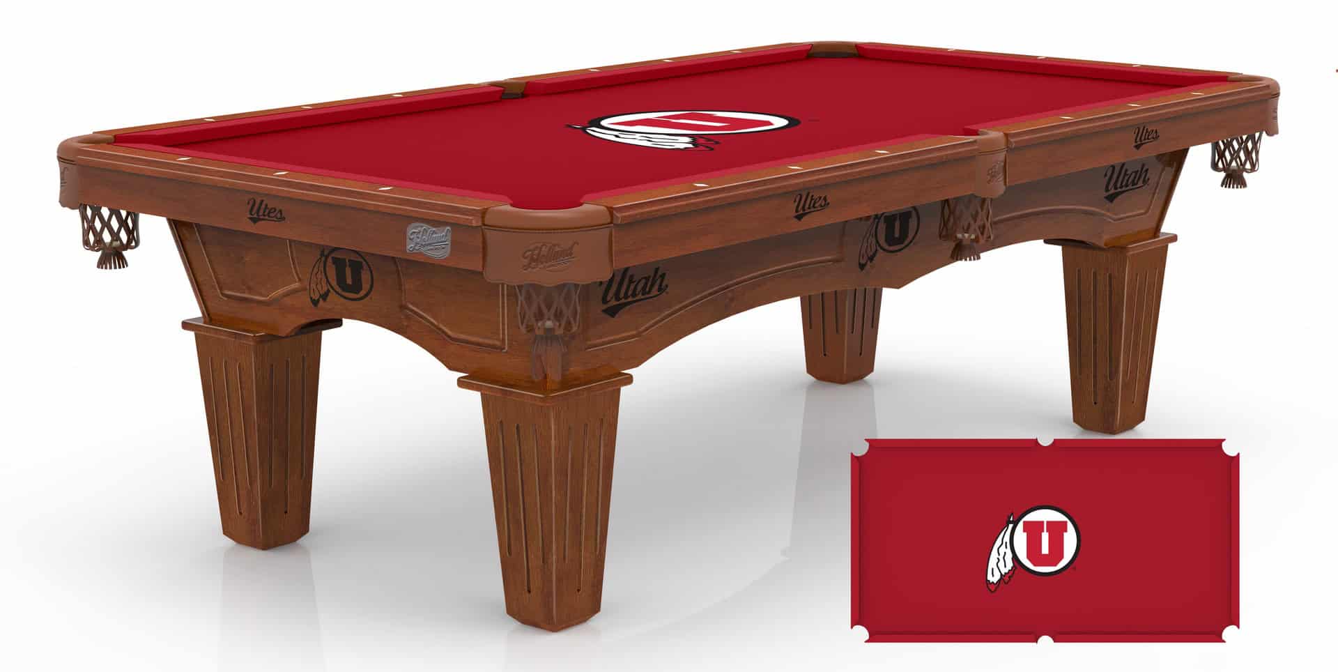 University of Utah Pool Table with Chardonnay Finish and Tapered Leg 1 University of Utah Pool Table with Chardonnay Finish and Tapered Leg
