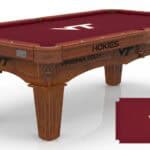 Virginia Tech University Pool Table with Chardonnay Finish and Tapered Leg