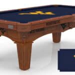 West Virginia University Pool Table with Chardonnay Finish and Tapered Leg