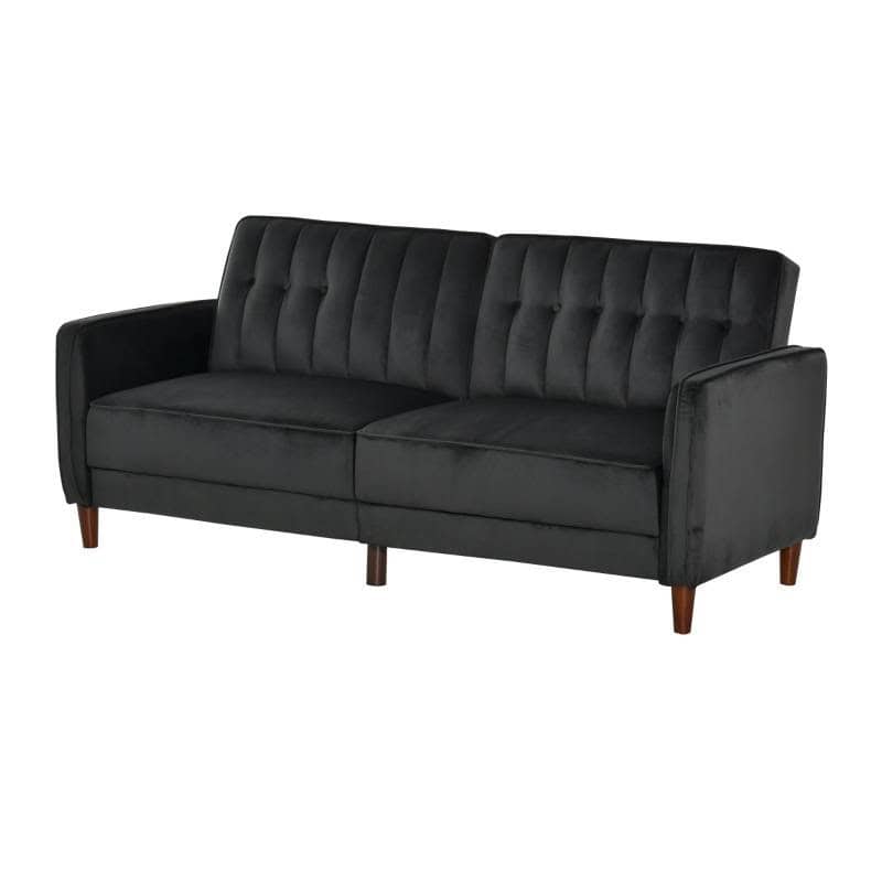 Mid-Century Modern Black Velvet Futon Sleeper Sofa Bed 1 Mid-Century Modern Black Velvet Futon Sleeper Sofa Bed