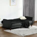 Mid-Century Modern Black Velvet Futon Sleeper Sofa Bed 8 Mid-Century Modern Black Velvet Futon Sleeper Sofa Bed