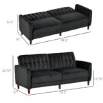 Mid-Century Modern Black Velvet Futon Sleeper Sofa Bed 10 Mid-Century Modern Black Velvet Futon Sleeper Sofa Bed