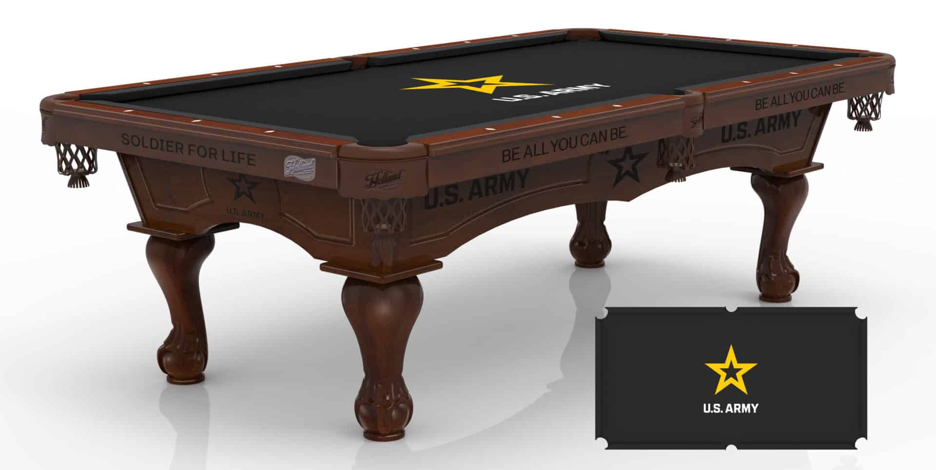 United States Army Pool Table with Navajo Finish and Claw Leg 1 United States Army Pool Table with Navajo Finish and Claw Leg