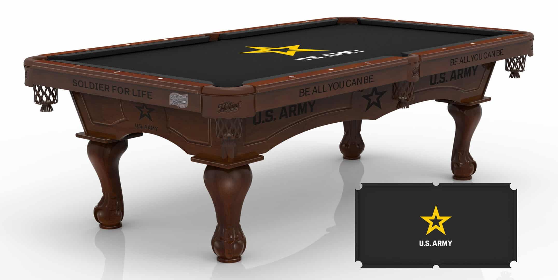 United States Army Pool Table with Navajo Finish and Claw Leg 11 United States Army Pool Table with Navajo Finish and Claw Leg