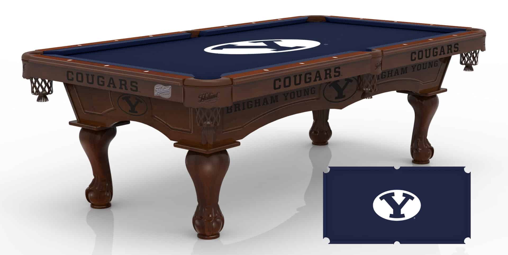 Brigham Young University Pool Table with Navajo Finish and Claw Leg 1 Brigham Young University Pool Table with Navajo Finish and Claw Leg