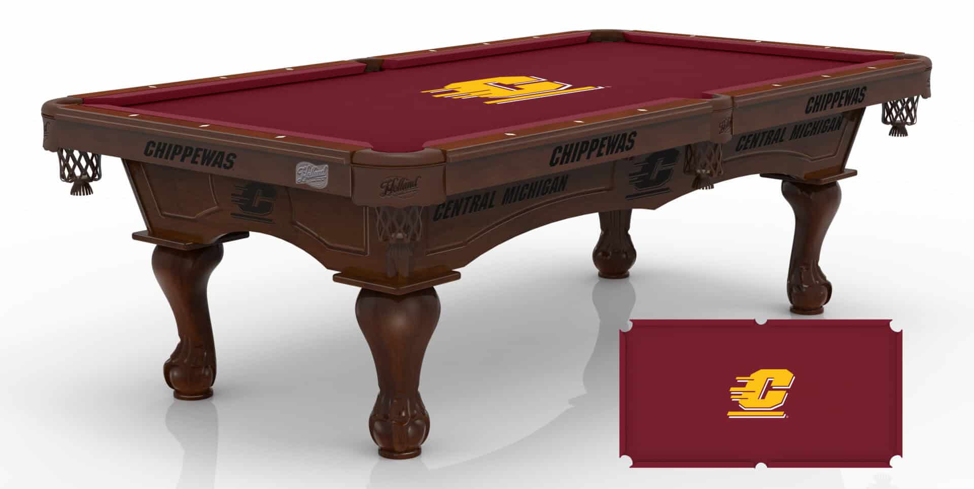 Central Michigan University Pool Table with Navajo Finish and Claw Leg 1 Central Michigan University Pool Table with Navajo Finish and Claw Leg