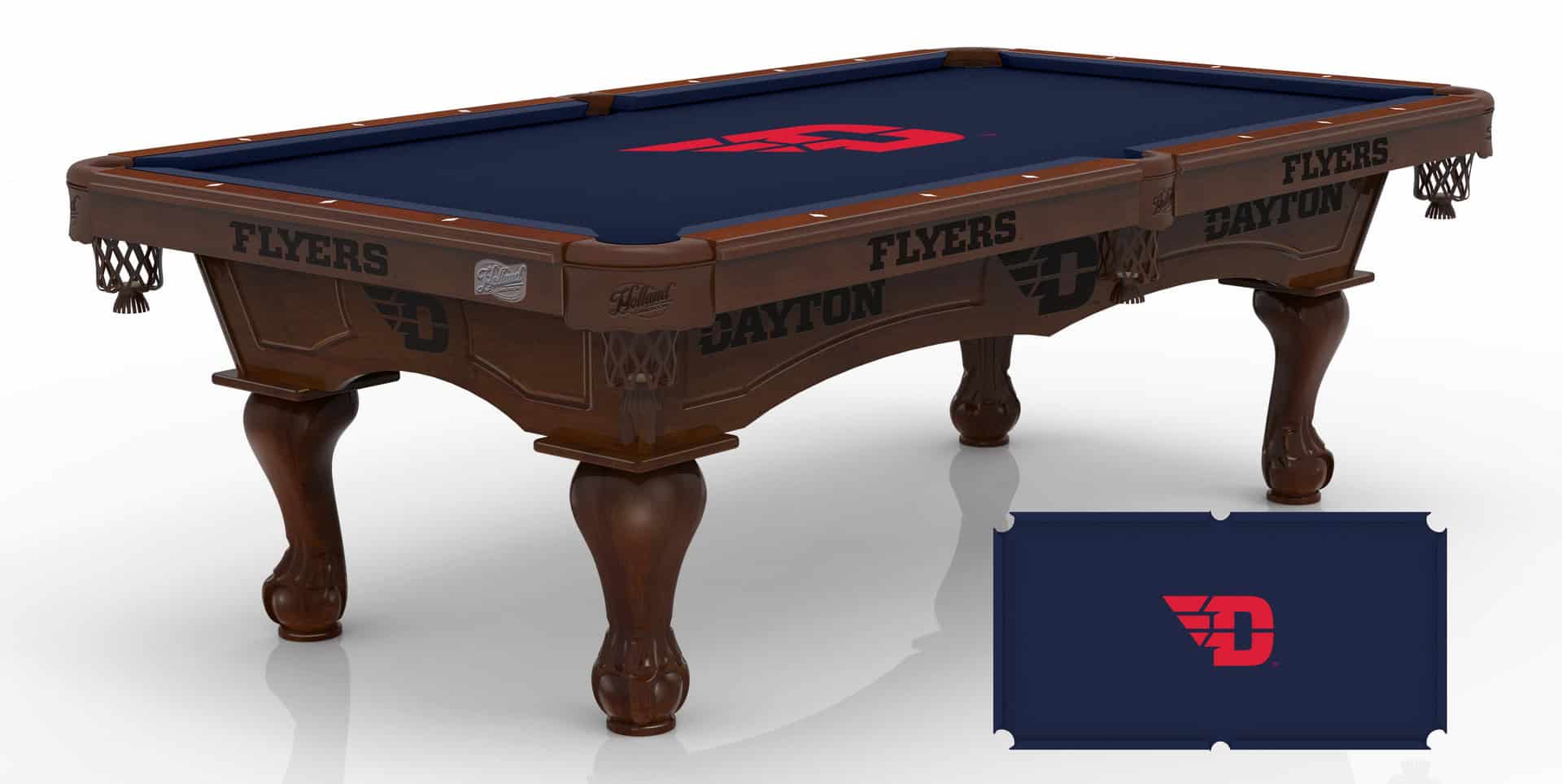 University of Dayton Pool Table with Navajo Finish and Claw Leg 1 University of Dayton Pool Table with Navajo Finish and Claw Leg