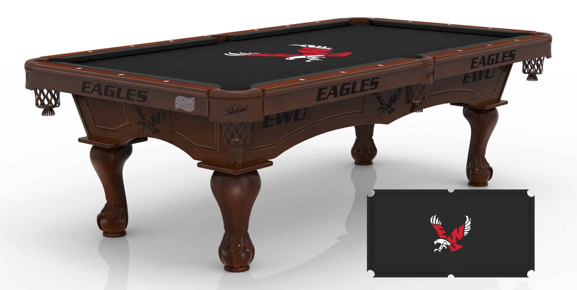 Eastern Washington University Pool Table with Navajo Finish and Claw Leg 1 Eastern Washington University Pool Table with Navajo Finish and Claw Leg