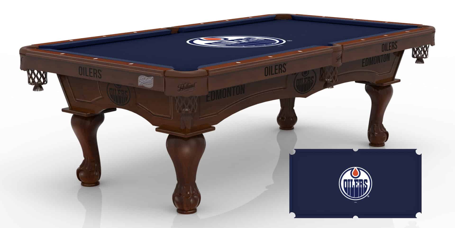 Edmonton Oilers Pool Table with Navajo Finish and Claw Leg 1 Edmonton Oilers Pool Table with Navajo Finish and Claw Leg