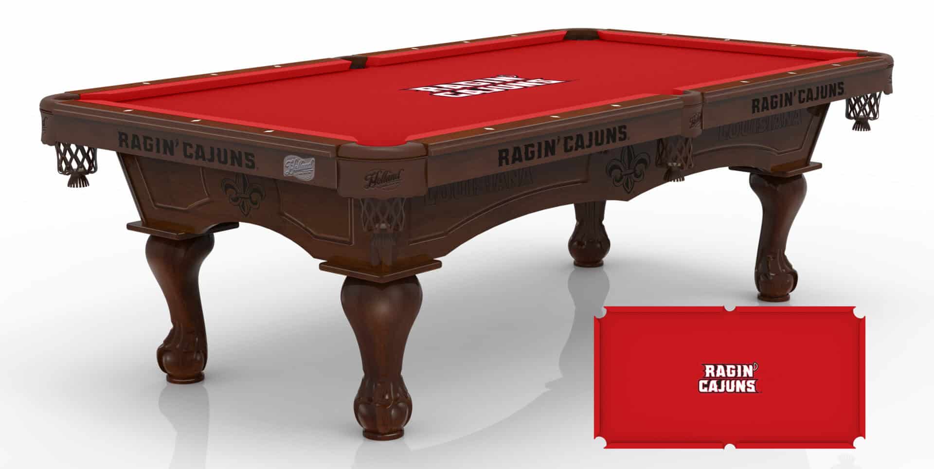 University of Louisiana at Lafayette Pool Table with Navajo Finish and Claw Leg 1 University of Louisiana at Lafayette Pool Table with Navajo Finish and Claw Leg