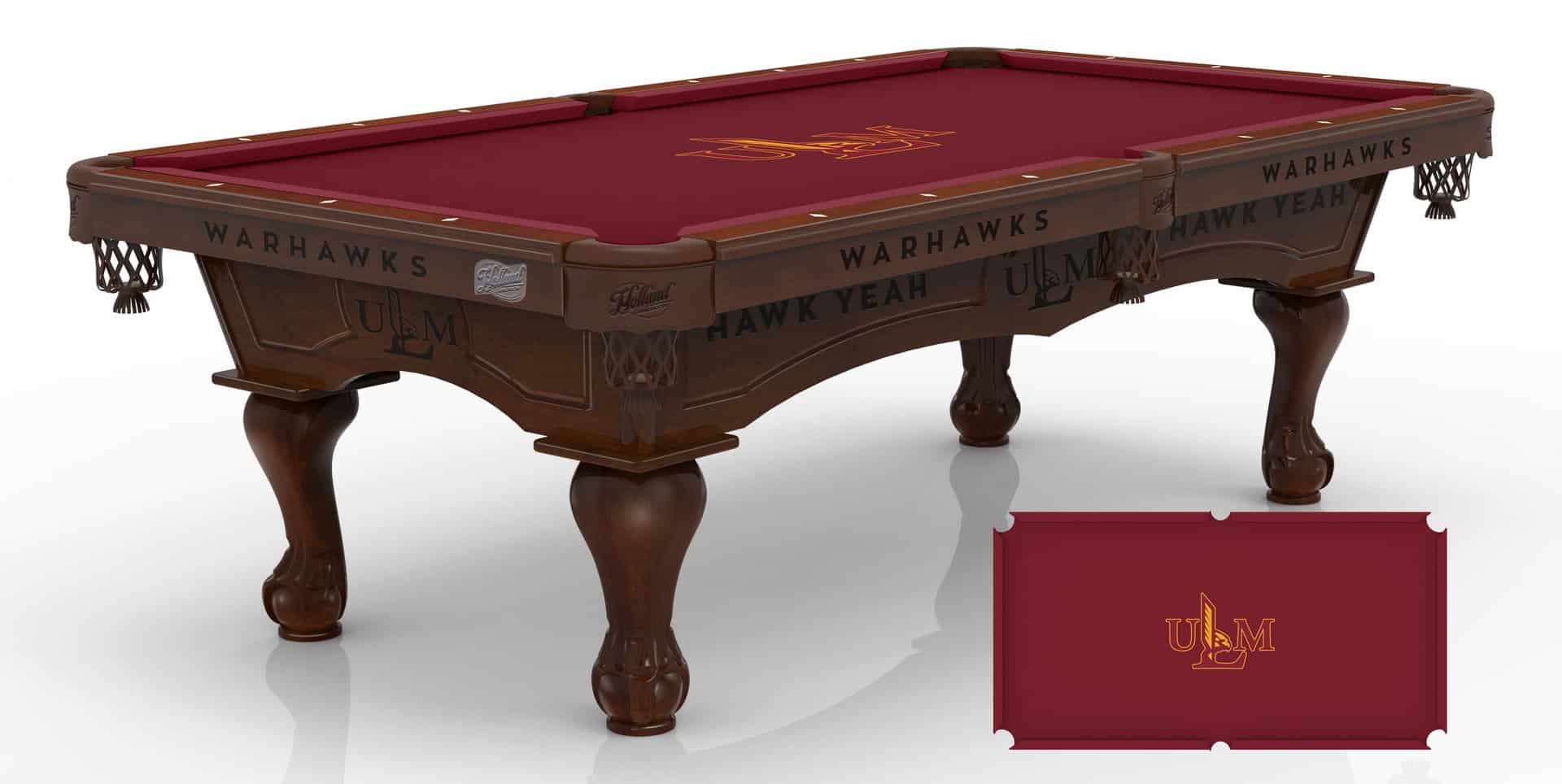 University of Louisiana at Monroe Pool Table with Navajo Finish and Claw Leg 1 University of Louisiana at Monroe Pool Table with Navajo Finish and Claw Leg