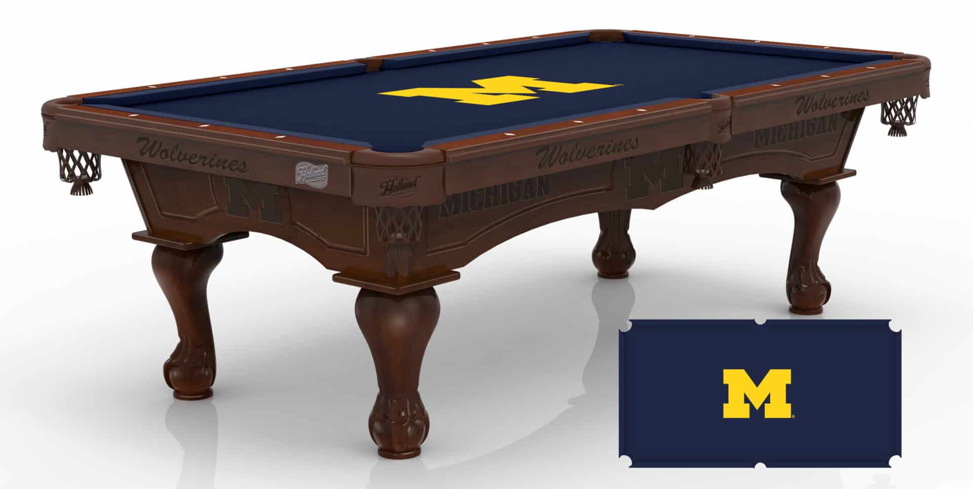 University of Michigan Pool Table with Navajo Finish and Claw Leg 1 University of Michigan Pool Table with Navajo Finish and Claw Leg