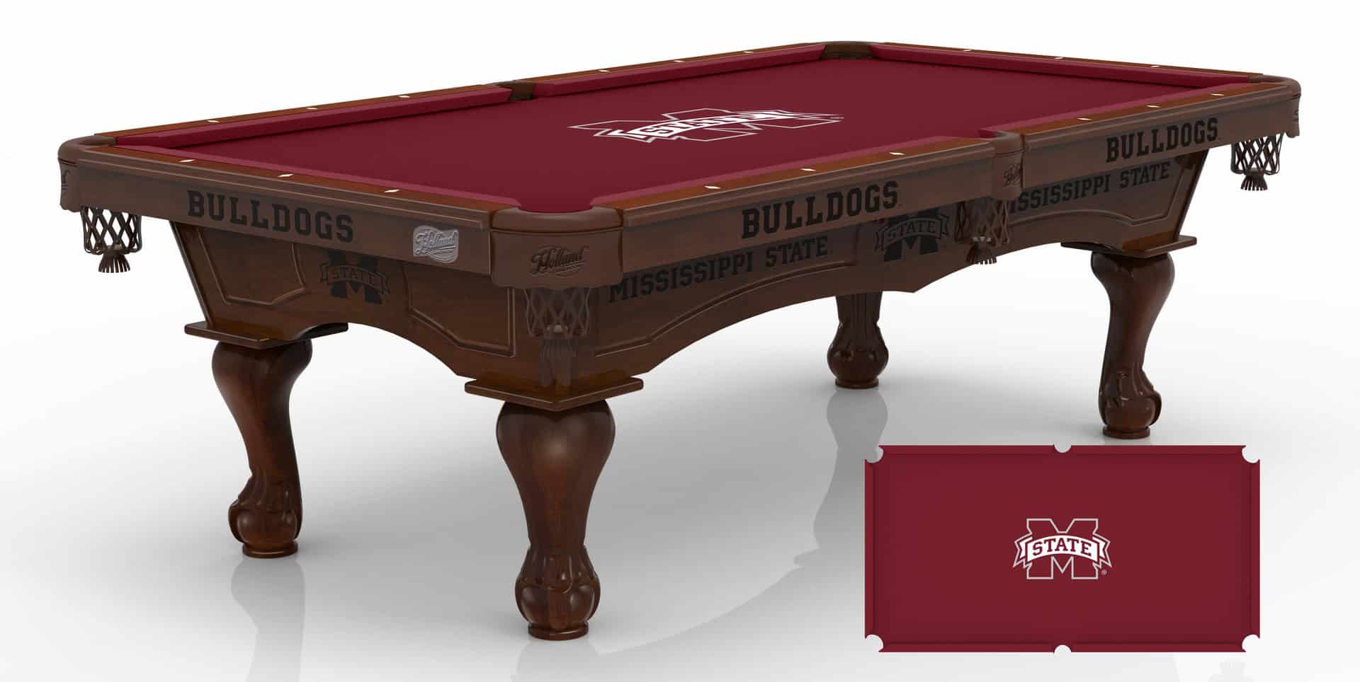 Mississippi State University Pool Table with Navajo Finish and Claw Leg 1 Mississippi State University Pool Table with Navajo Finish and Claw Leg