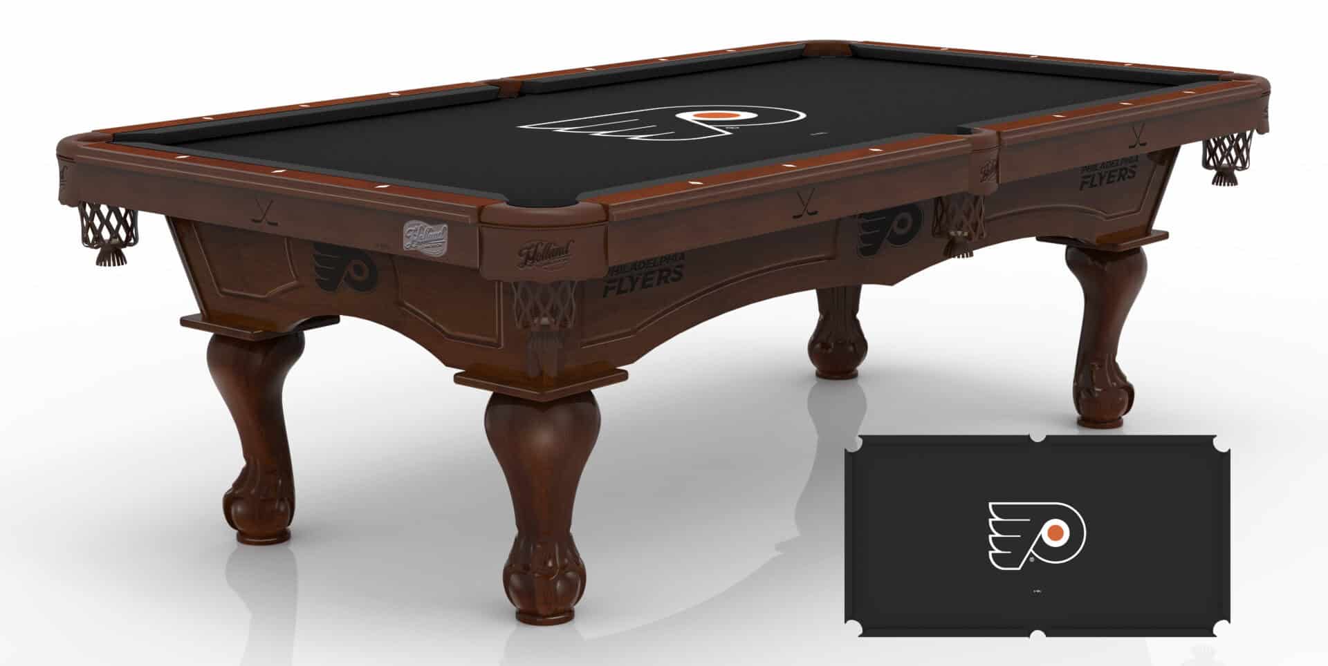 Philadelphia Flyers Pool Table with Navajo Finish and Claw Leg 1 Philadelphia Flyers Pool Table with Navajo Finish and Claw Leg