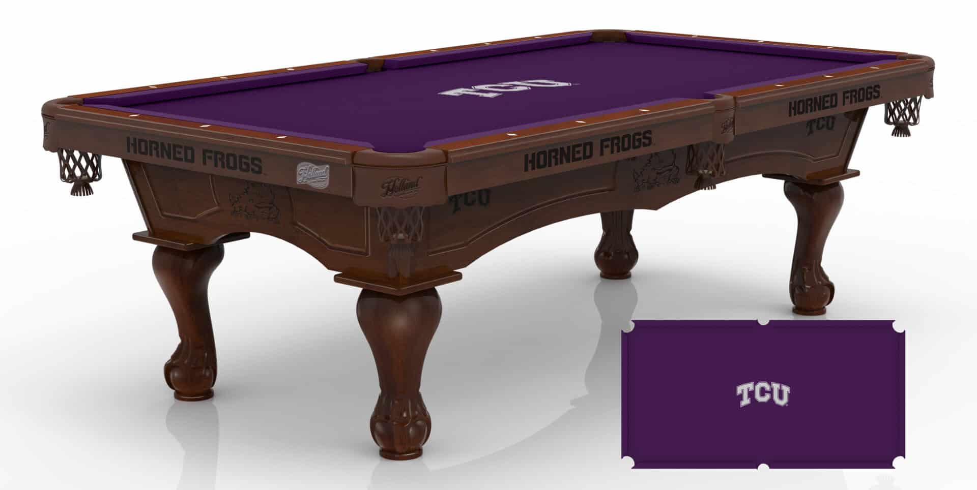 Texas Christian University Pool Table with Navajo Finish and Claw Leg 1 Texas Christian University Pool Table with Navajo Finish and Claw Leg