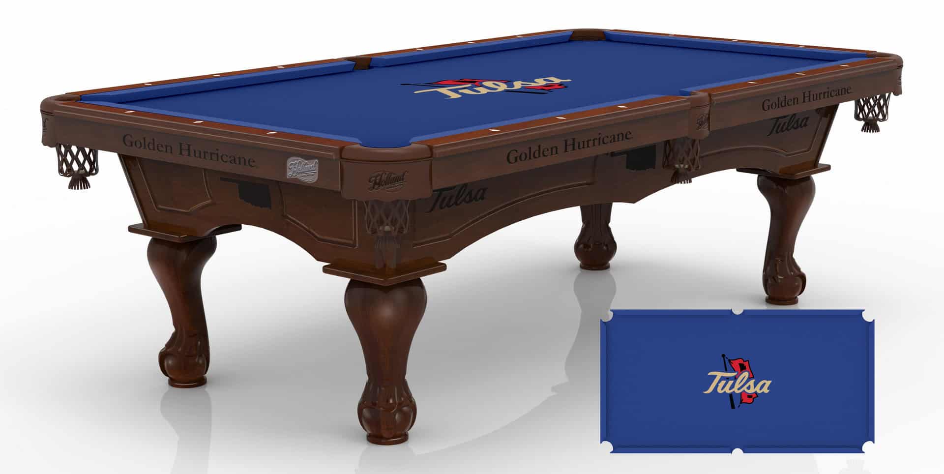 University of Tulsa Pool Table with Navajo Finish and Claw Leg 1 University of Tulsa Pool Table with Navajo Finish and Claw Leg